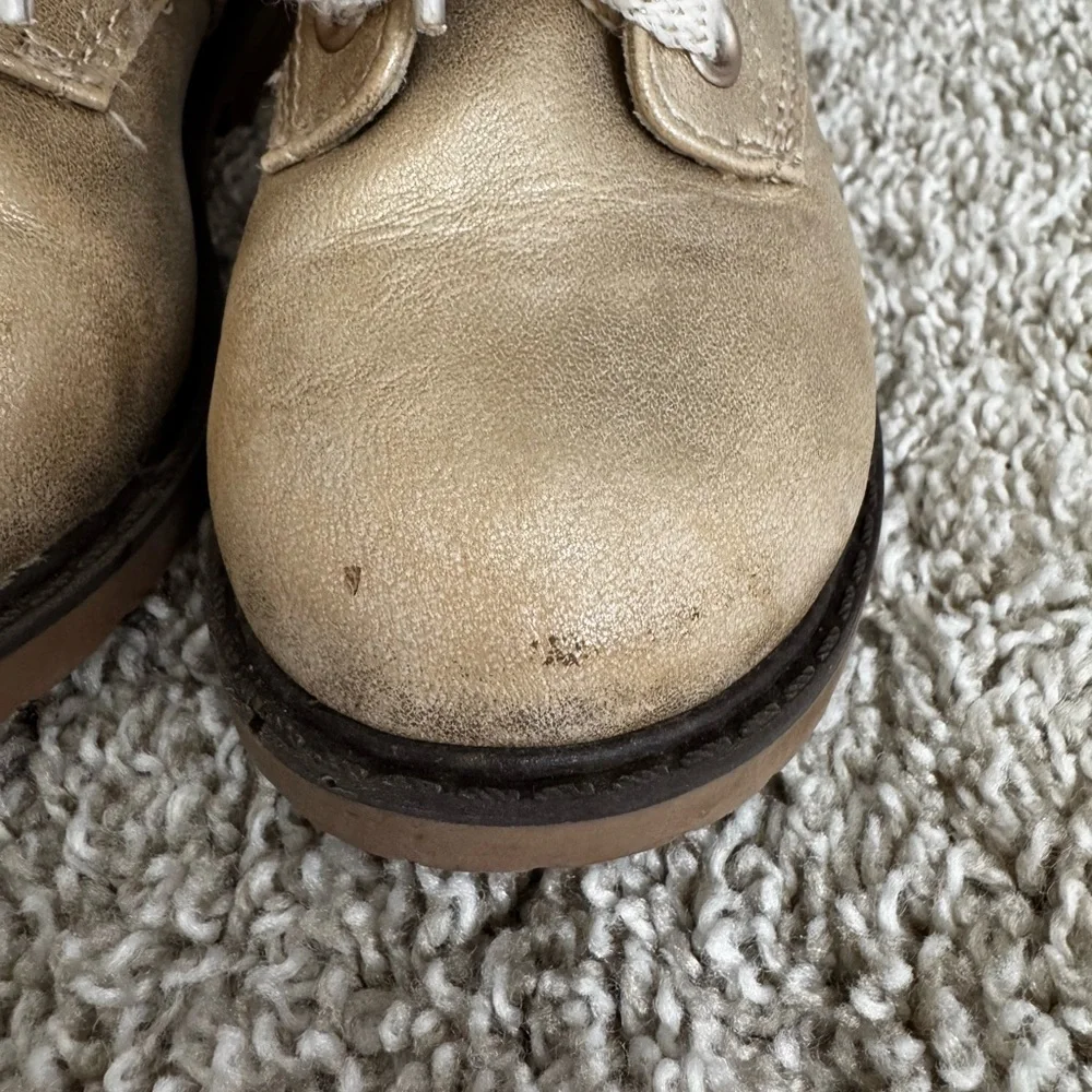 Toddler Gold Lace Up Boots Girls Fashion boots side zip boots Size 8 - Picture 9 of 9